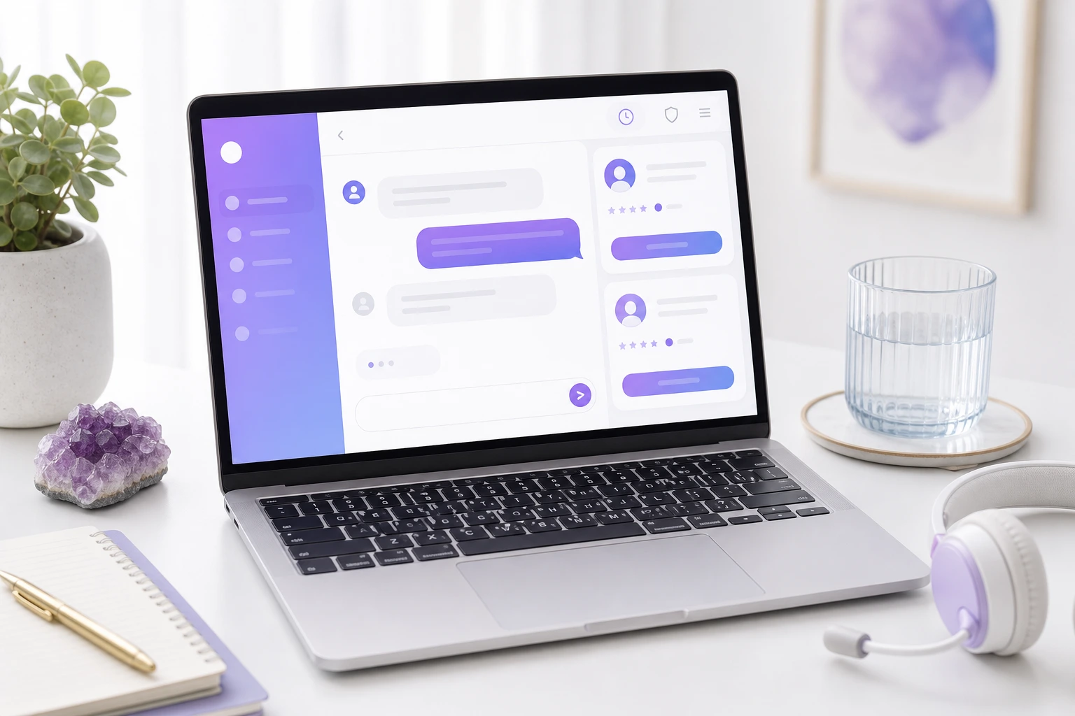 Laptop setup for an online psychic reading session