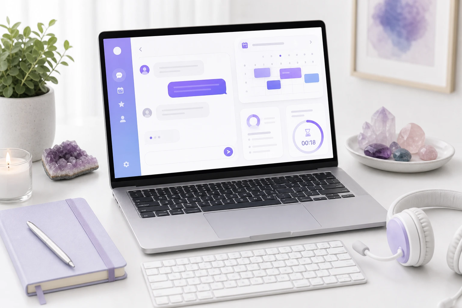 Laptop dashboard for preparing an online psychic reading session